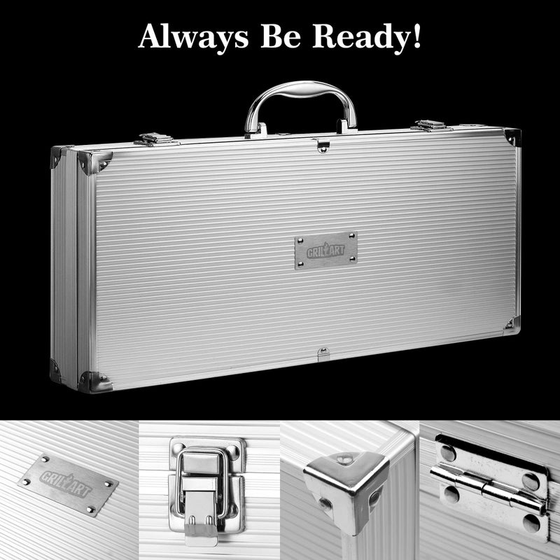 GRILLART BBQ Grill Utensil Tools Set Reinforced BBQ Tongs 19-Piece Stainless-Steel Barbecue Grilling Accessories w/Aluminum Storage Case -Complete Outdoor Grill Kit for Dad, Birthday Gift for Man Dad - Image 5